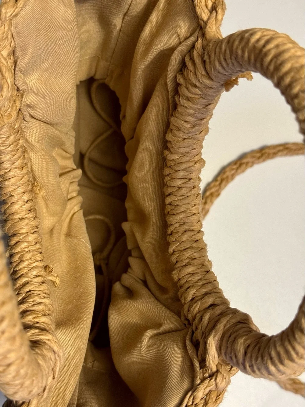 Woven Straw Crescent Tote Bag - Natural